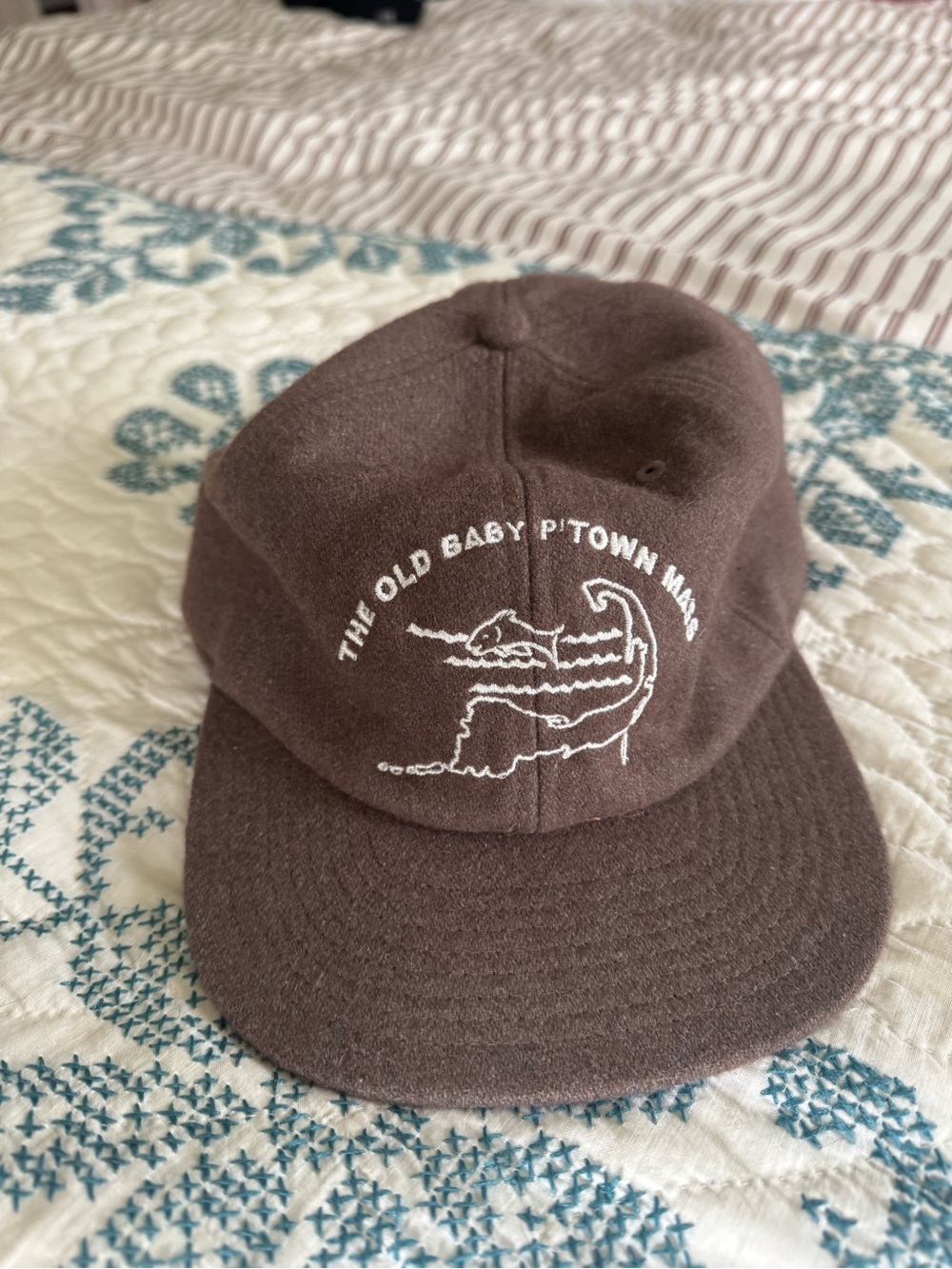 Brown Embroidered Graphic Cap - 'The Old Baby'